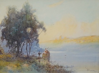 William Knox (1862-1925), watercolour, river scene, 27 x 36cm. Condition - good